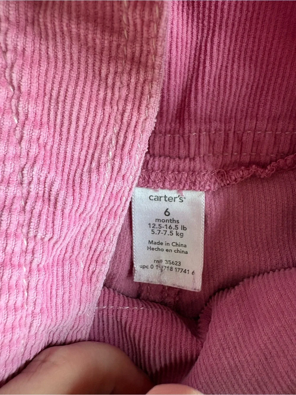 Vintage Carter's Pink Corduroy Girls Overalls